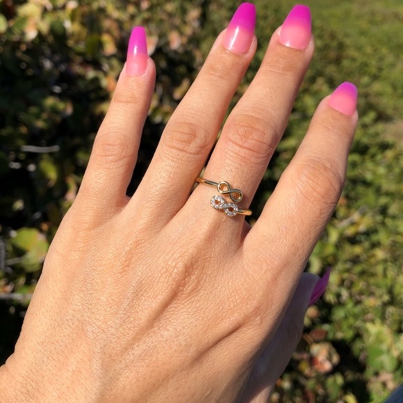Infinity Ring | Gold Plated Brass and Cubic Zirconia | Size 7.5 - Picture 3 of 6